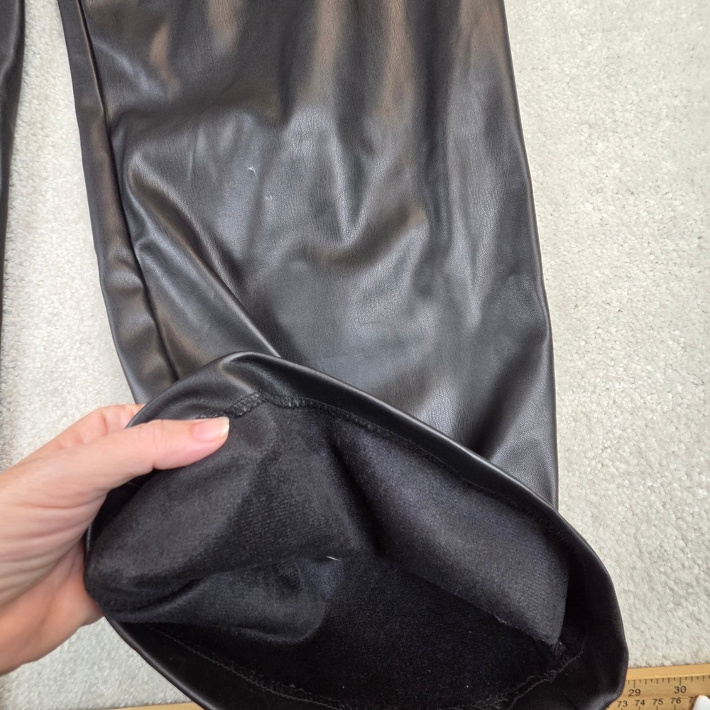 Abercrombie Fitch Curve Love‎ Vegan Leather Wide Leg Pants M Short Black - Picture 7 of 10